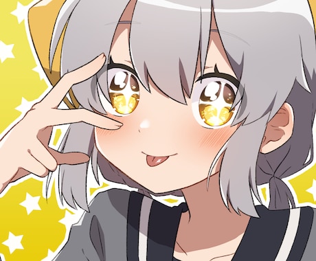 かわいいアイコン描きます アニメ塗りとキラキラした瞳が特徴！ イメージ1