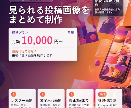 Instagram画像を制作します 月額で投稿用画像をまとめて制作 イメージ1