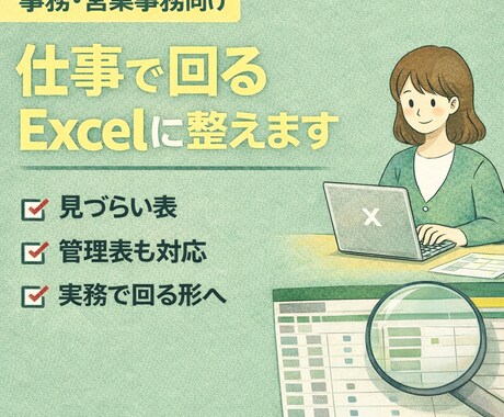 実務向け｜使いにくいExcelを見やすく整えます 仕事で回るExcelに整えます イメージ1
