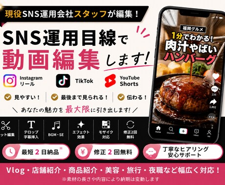 SNS運用目線で動画編集します リール・TikTok・ショート対応 イメージ1
