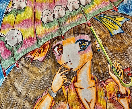 あなたのオリジナルヒロイン手描きします 全てアナログ手描き、色鉛筆仕上げでお届けします。 イメージ1
