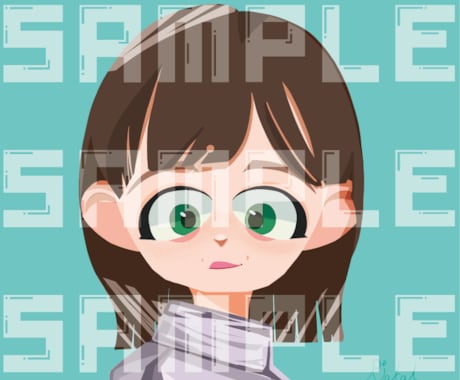 商用◎配信・グッズに！主線なしキャラ制作します 印象的な目とモダンな色彩。SNSアイコンやグッズ、企業用に イメージ2