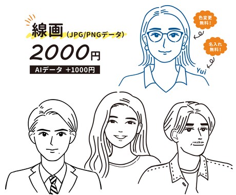 好印象な似顔絵かきます リアルすぎず…でも好印象！な似顔絵いかがですか イメージ2