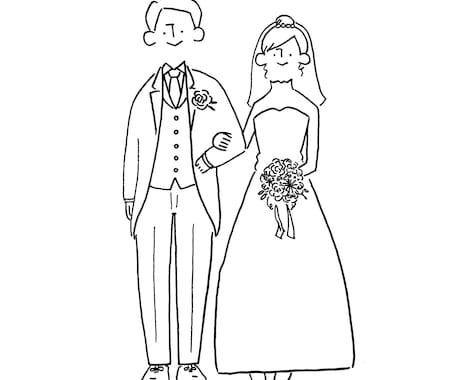 結婚式用のおふたりのイラストを描きます ドレスアップを想定したシンプルなイラストをご提供します イメージ1