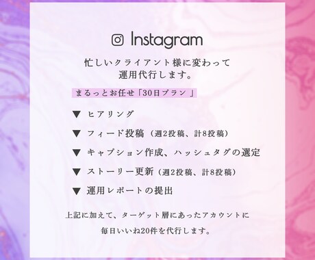 30日間、Instagramの運用を代行します アカウントの｢世界観｣を大切に運用をサポート。 イメージ2