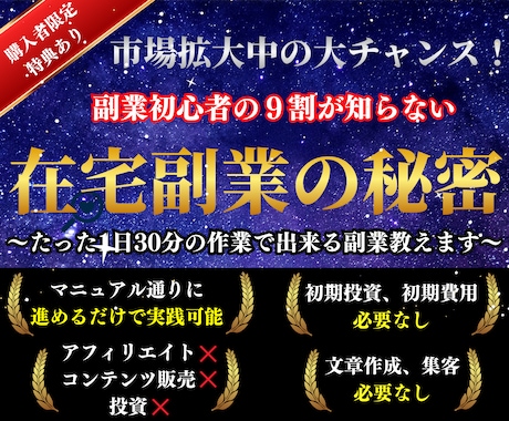 簡単！市場拡大中の㊙️副業ノウハウ教えます 【完全在宅】1日30分の作業で出来る裏技手法 イメージ1