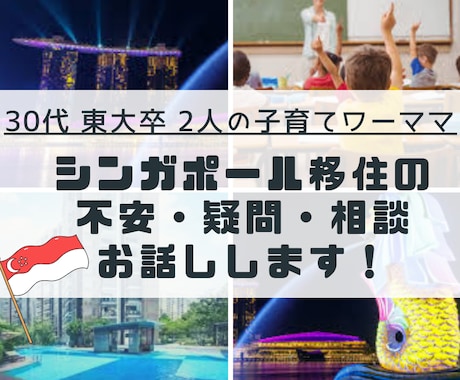 シンガポール移住前・移住の不安・疑問、全部答えます お気軽に話しましょう！駐在ではなく移住したからこそ話せます！ イメージ1