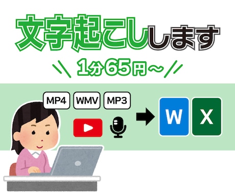 1分65円〜／動画・音声からの文字起こし承ります 最短翌日納品！YouTube/音声のみなど幅広く可能です！ イメージ1