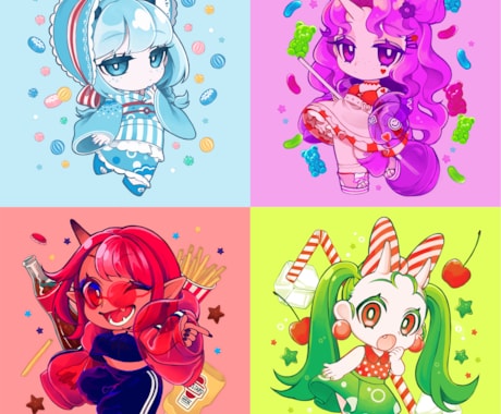 SNS用デフォルメキャラクターイラスト制作します 2.5〜4頭身デフォルメキャラクターイラストを制作承ります。 イメージ2