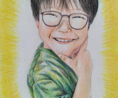 手描き色鉛筆で家族・子どもの優しい似顔絵描きます 大切な思い出の一コマを心を込めて丁寧に手描きします。 イメージ2