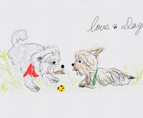 愛犬のイラスト作成受付してます 私の画力範囲での動物受付可能です。 イメージ2