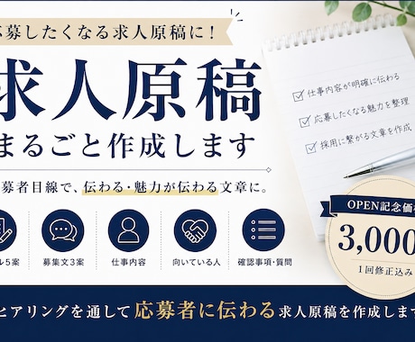 求人原稿を作成します タイトル5案＋募集文3案＋仕事内容・人物像まで イメージ1