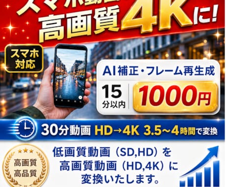 動画変換！高画質動画　FHD,４Kに変換致します AI補正で最高画質に変換！！！ イメージ2