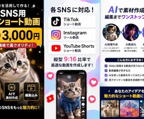 SNS用AIショート動画を2本作ります イメージ1
