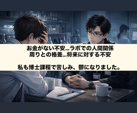 アカデミア・研究者・院生の愚痴や不安を聞きます うつ経験×博士卒×企業研究者が、心の声を静かに受け止めます イメージ2