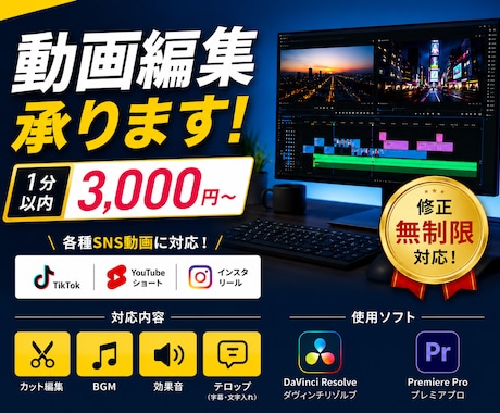 60秒以内のショート動画を編集します イメージ1