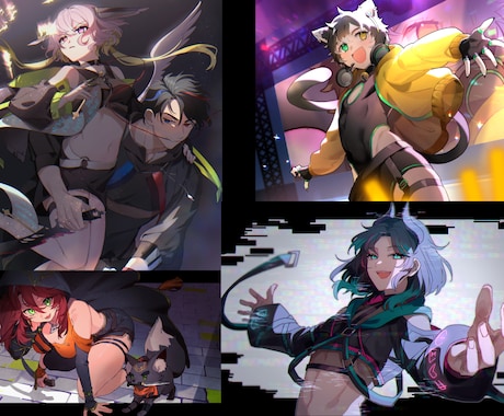 表情豊かで動きのあるイラストを描きます 戦闘シーンや感情豊かなシーンをイメージして描きます イメージ2
