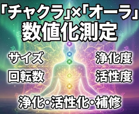 20：チャクラとオーラの状態を数値化し補修ます 印象や当てはめではなく、忖度なく数値で実測します イメージ1