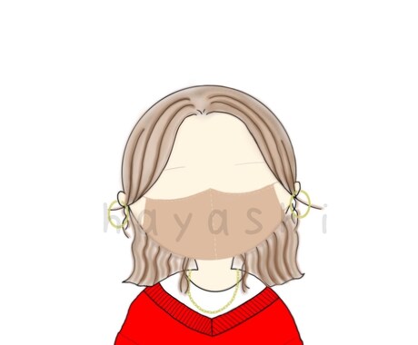 丸い輪郭のシンプルな絵で、目は描かずに表現します 輪郭は丸が基本です。横顔でも正面でも対応可能です。 イメージ2
