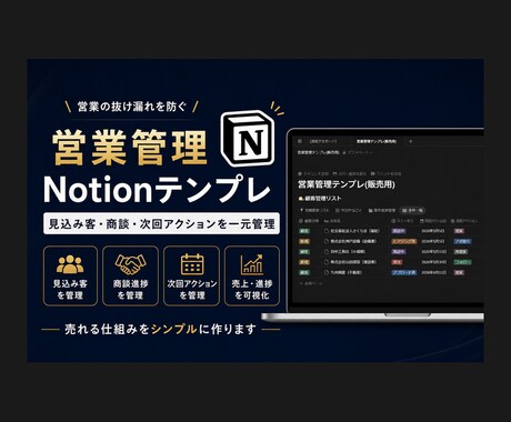 営業管理を見える化するNotionを提供します 営業の抜け漏れをなくし、売れる仕組みを作ります イメージ1