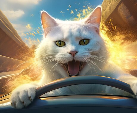 画像を売ります 暴走ねこがハイウェイを車でぶっ飛ばす画像。 イメージ2