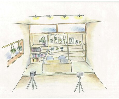 店舗の開店準備☆店内イメージをパースに描きます 絵本のような柔らかい雰囲気のスケッチ イメージ2