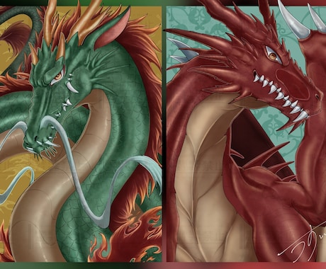 かっこいい龍・ドラゴンのイラスト描きます 鱗など細やかで命を吹き込みます！ イメージ2