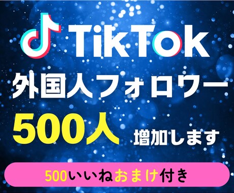 TikTokフォロワー500人増やします ＋いいね500おまけ付き★大口割引あり イメージ1