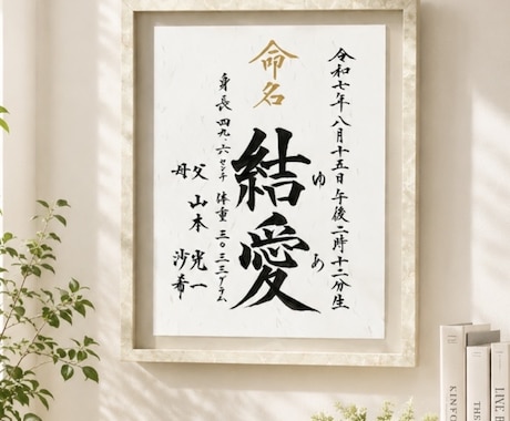 美しく気品のある毛筆手書き正統派命名書を制作します イメージ1