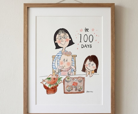 昭和レトロな家族イラスト描きます 似顔絵歴１５年ママが描くほっこり優しい似顔絵 イメージ1