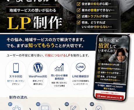 地域サービス向けLPを制作します スマホで見やすく、問い合わせにつながるLPを制作します イメージ2