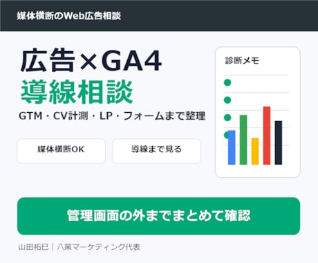 広告・GA4・GTM・LP改善の相談にのります CV計測・タグ設定・問い合わせ導線まで整理 イメージ1