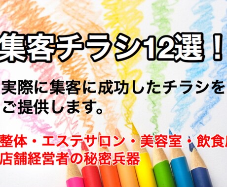 集客成功チラシ(解説付)をご提供します カンニング用集客チラシ12選！整体サロン等の集客秘密兵器！ イメージ1