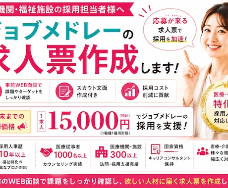 ６月末迄の特別価格！ジョブメドレー求人を作成します イメージ1