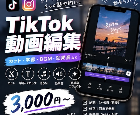 TikTok動画や歌詞動画などを編集します イメージ1
