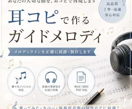 ボーカル音源(歌メロディ)、MIDI、作成をします ボーカル/コーラスのガイドメロディ、MIDIを作成します。 イメージ1