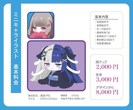 商用利用可！シンプル仕上げのミニキャラ描きます アイコン・スタンプ・配信素材・グッズ用に イメージ2