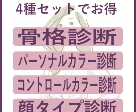 骨格・パーソナルカラー４種診断レポート作成します プロによる4診断セットでお得。10枚超の豪華レポート提供 イメージ1