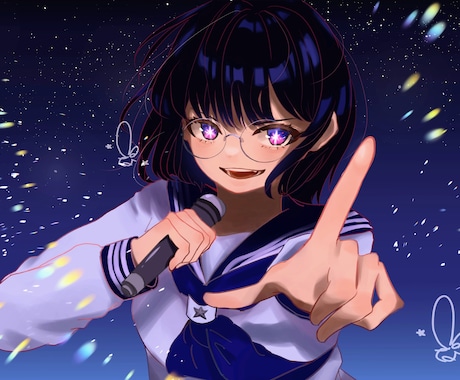 腰から上☆キャッチーなイラスト描きます 宝石などのエフェクト追加で豪華にしましょう！ イメージ2