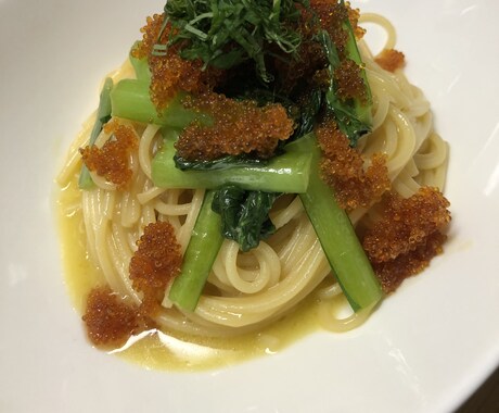 自慢できるとびこと小松菜のパスタの作り方教えます 絶品のパスタを作りたい方へお届けします。 イメージ1