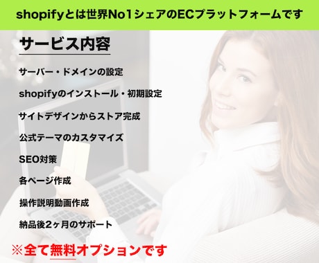Shopifyでネットショップデビュー手伝います 初期設定からサイト制作、操作説明動画作成まで全てコミコミ！！ イメージ2
