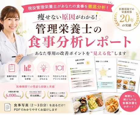 管理栄養士が分析する食事改善シート作成します あなたの食生活を分析し改善点を見える化 イメージ1