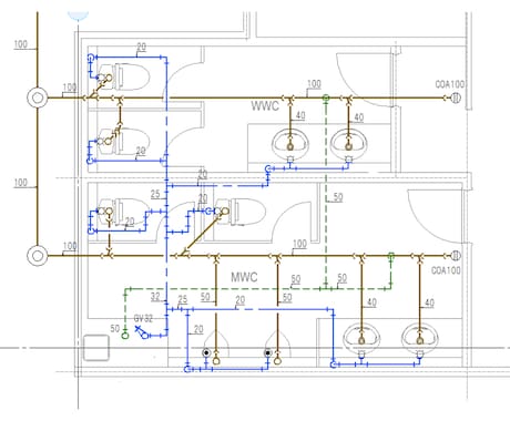 手書きの図面、ラフスケッチをCAD化します （空調換気設備・衛生設備・消火設備・プラント設備） イメージ2