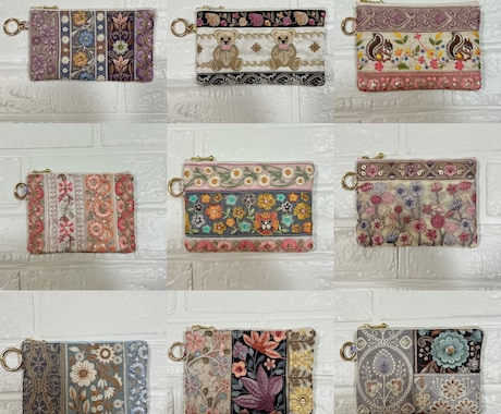 大人可愛いインド刺繍リボンのポーチをお作りします ハンドメイド歴10年以上の作家が心を込めてお作りしています イメージ2