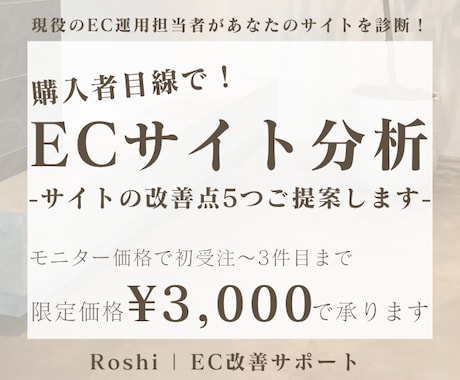 ECサイト分析★購入者目線で改善点を5つ提案します 初見ユーザー目線でサイトのモニターレビュー・感想を伝えます イメージ1