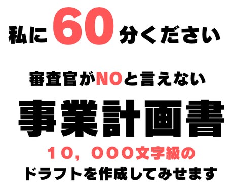 60分で持続化補助金の事業計画ドラフト作ります 私に60分ください。持続化補助金のドラフト作成を行います イメージ1