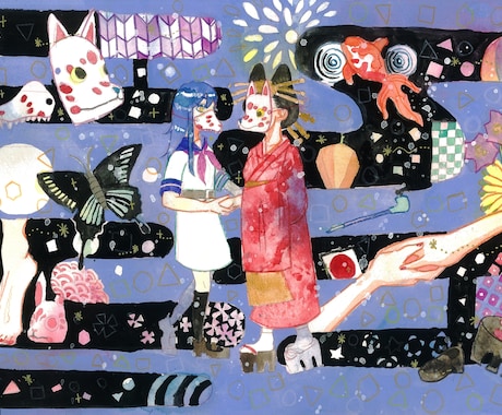 不思議なイラストを描きます 透明水彩など、アナログ画材であたたかみのある絵を描きます。 イメージ2