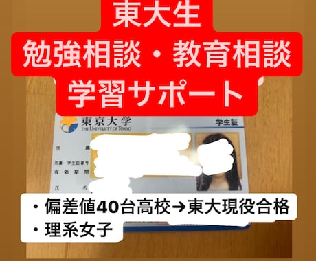 東大現役合格したリケジョが勉強相談に乗ります 学習計画/教育相談/進路相談/受験相談 イメージ1
