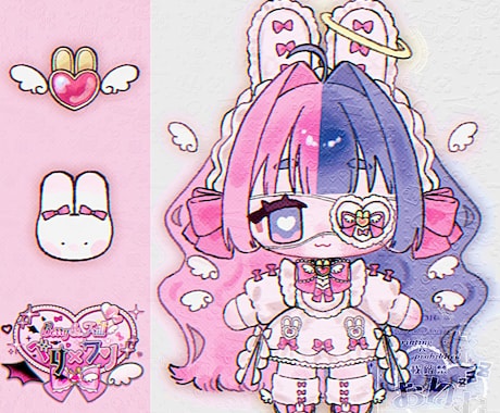 ぬい風ミニキャラ描きます ぬい風ミニキャラと簡易な2〜3つのモチーフ入り1枚絵です イメージ1