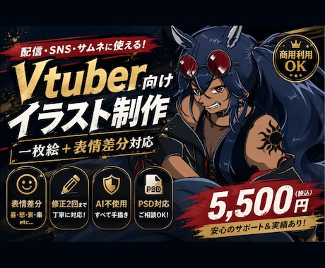 Vtuber向けの一枚絵＋表情差分を描きます イメージ1